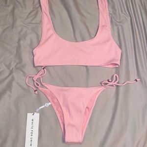 pink white fox swim bikini